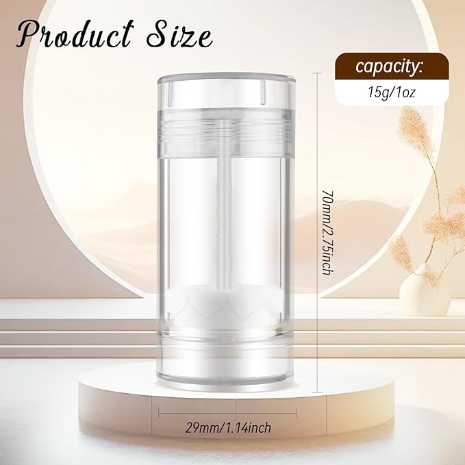 12 Pieces 15g Clear Plastic Deodorant Containers,Empty 1/2 oz Travel Lip Balm Tubes,Refillable Twist-UP Solid Perfume Tubes,Lipstick Tubes for DIY-VivaGrace Women