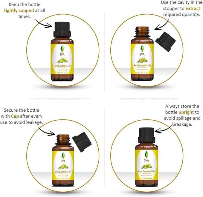 SVA Rue Essential Oil – 1/3 Fl Oz – 100% Natural Rue Oil - for Diffuser, Hair Care, Face, Skin Care, Aromatherapy, Scalp and Body Massage, Soap and Candle Making-VivaGrace Women