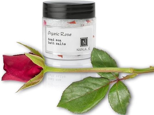 Organic Rose Bath Salts by Nabila K - Dead Sea Salt & Epsom Salt Scrub & Soak - Exfoliates & Hydrates Skin, Botanical Essential Oils - Bubble Bath Accessories for All Skins Types, 2 oz-VivaGrace Women