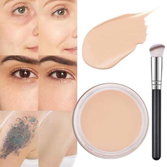 Kaely Pot Concealer Full Coverage Set,under Eye Brightener Concealer for Conceals Dark Circles,Waterproof Foundation Face Makeup Brush Kit,Color Correcting Concealer,Eye Ring corrector de ojeras 02-VivaGrace Women