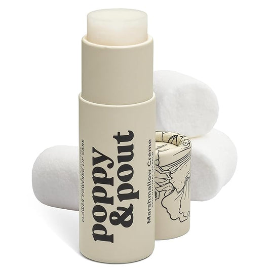 Poppy & Pout Marshmallow Creme Jumbo Lip Balm | All Natural Lip Balms & Moisturizers | Hydrates with Beeswax, Vitamin E, Organic Coconut Oil | Cruelty-Free | Lip Balm in Recyclable Cardboard Tube-VivaGrace Women