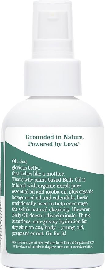 Earth Mama Belly Oil for Dry Skin | Calendula Skin Care Moisturizer Oil to Encourage Natural Elasticity and Help Prevent Stretch Marks During Pregnancy and Postpartum, 4-Fluid Ounce-VivaGrace Women