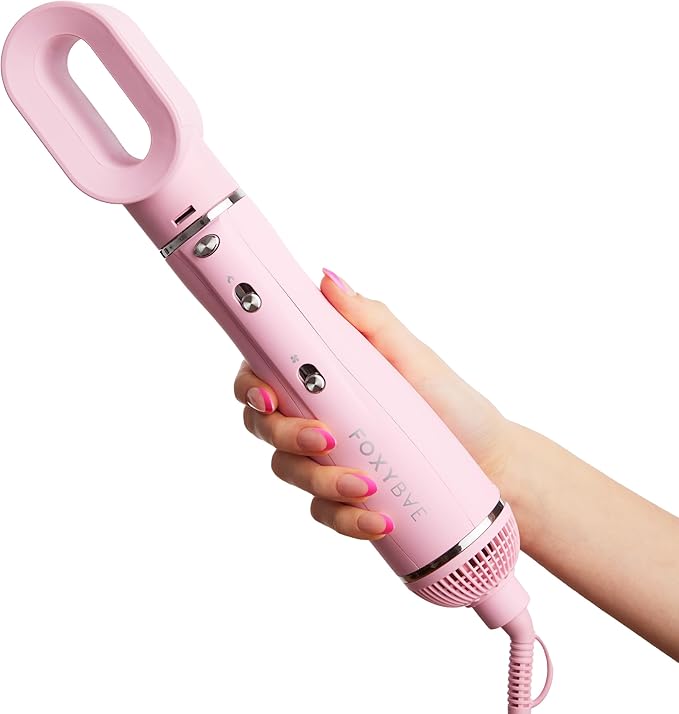 FoxyBae 3-in-1 Ceramic Interchangeable Hair Tools - Blowout Dryer - 3 Detachable Heads - 2.4" Blowout Brush, 1.5" Hot Round Brush & Drying Cylinder Hair Dryer Brush & Hair Styling Set [Party Pink]-VivaGrace Women