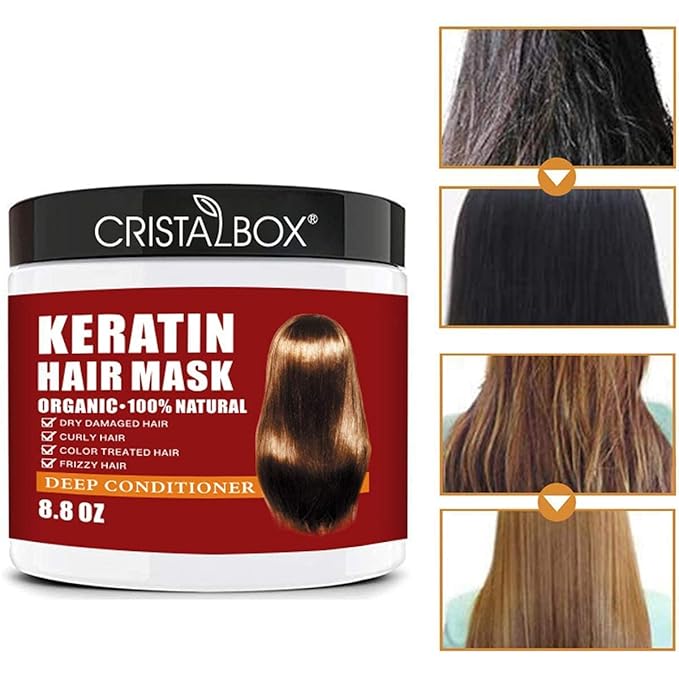 Keratin Hair Mask,Keratin Hair Treatment 250g Hair Mask for Dry Damaged Hair,Hair Treatment Mask Deep Repair Damage Hair Root,Natural Deep Conditioner Hydrating Hair Masque-VivaGrace Women