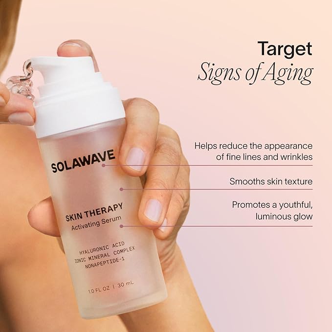 Solawave Wand Skin Therapy Activating Serum | Hyaluronic Acid and Peptides | Enhance Skincare Device Results | Hydrating Microcurrent Galvanic Current | Wrinkle Smoothing-VivaGrace Women
