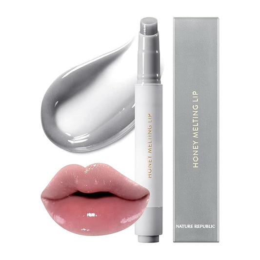 Nature Republic HONEY MELTING LIP PLUMPING (12 GRAY) SOFT LIP STICK Moody Plump Hydrating Gloss, Moisturizing balms, Volumizing formula,Nude & Sheer tint, Glowy Finish, korean make up-VivaGrace Women