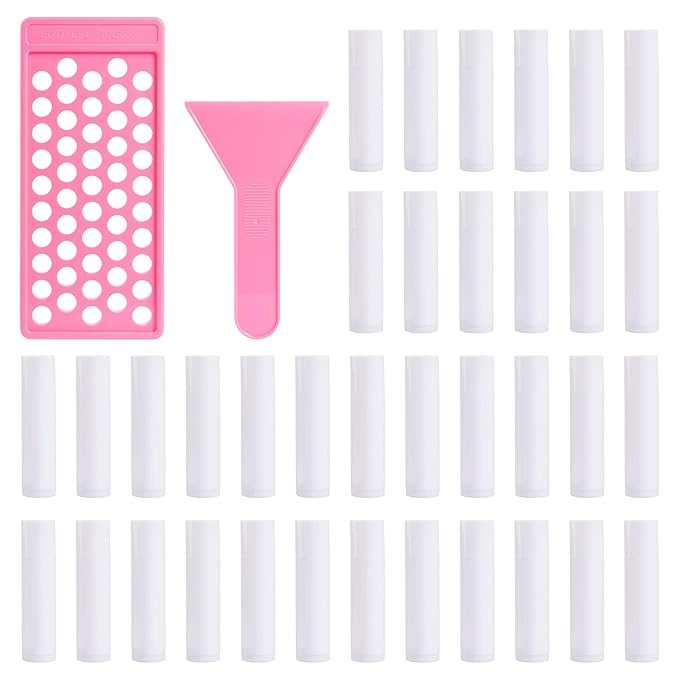 RONRONS Lip Balm Crafting Kit, Professional Lipsticks Filling Tray and Spatula with 50 Pieces Lip Balm Tubes with Twist Caps, DIY Lip Care Balms Making for Valentine's Day Christmas Gifts Business-VivaGrace Women