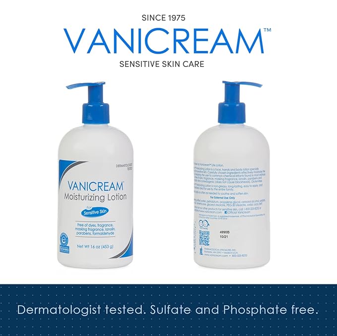 Vanicream Moisturizing Lotion with Pump Dispenser - 16 Fl Oz (Pack of 12) - Formulated Without Common Irritants for Those with Sensitive Skin (Pack of 12)-VivaGrace Women