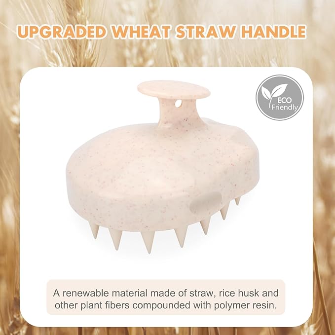 FREATECH 2-Pack Wheat Straw Hair Scalp Massager Shampoo Brush with Silicone Bristles for Hair Growth and Dandruff, Scalp Scrubber Head Exfoliator for Wet & Dry Use, Women Men Kids-VivaGrace Women