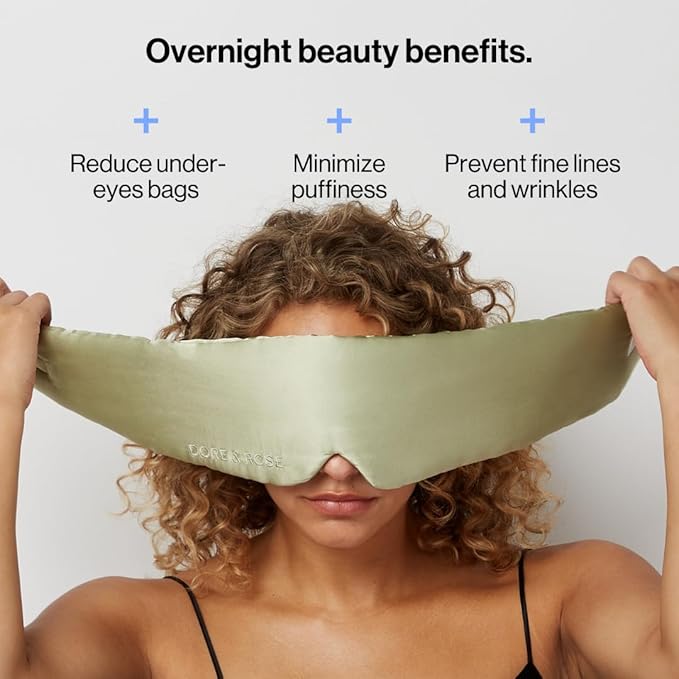 Dore & Rose Deep Sleep Mask Light Blocking, 23 Momme Mulberry Silk Eye Mask, Ultra Soft, Adjustable - Travel Sleeping Mask for Men & Women - Olive-VivaGrace Women