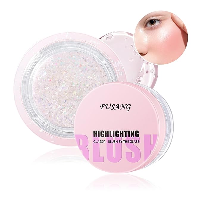 Color Changing Blush,Glitter Color Changing Blusher for Cheeks,Waterproof Lightweight Ph Blush Glossy Makeup,Moisturizing Long Lasting Multi Use Shiny Cheek Face Blush Gel for Women-VivaGrace Women