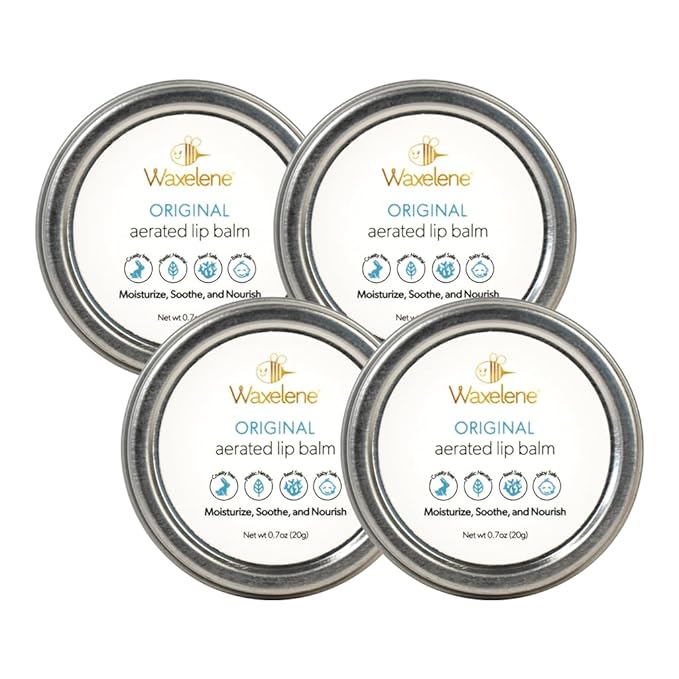 Waxelene Original Aerated Lip Balm Tin 4pc, Best Lip Balm Ever Organic Multipurpose Ointment Baby Eczema Dry Sensitive Skin Body Hand Face Moisturizer-VivaGrace Women