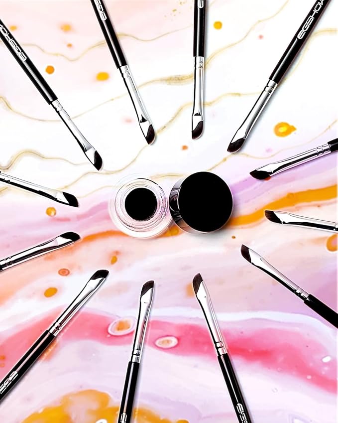 EIGSHOW Eyeliner Brush Gel Eyeliner Makeup Brush for Precise Eye Liner Eyebrow Eyelid Ultra Thin with Curved Bristle (E865 2Pieces)-VivaGrace Women