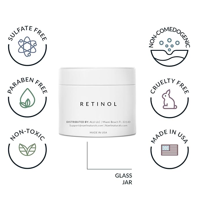 Retinoid Cream - 4.25% Retinol Night Moisturizer for Face & Neck with Collagen, Peptides & Hyaluronic Acid - Anti Aging Wrinkle Cream, Improves Skin Tone & Texture, 3.4 oz-VivaGrace Women
