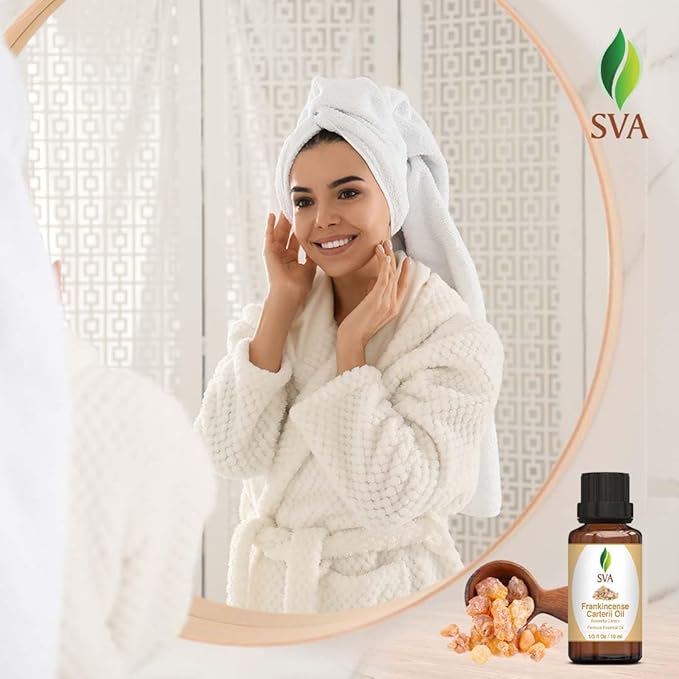 SVA Frankincense Essential Oil – 1/3 Fl Oz – 100% Natural Boswellia Carterii Oil - for Diffuser, Hair Care, Face, Skin Care, Aromatherapy, Scalp and Body Massage, Soap and Candle Making-VivaGrace Women