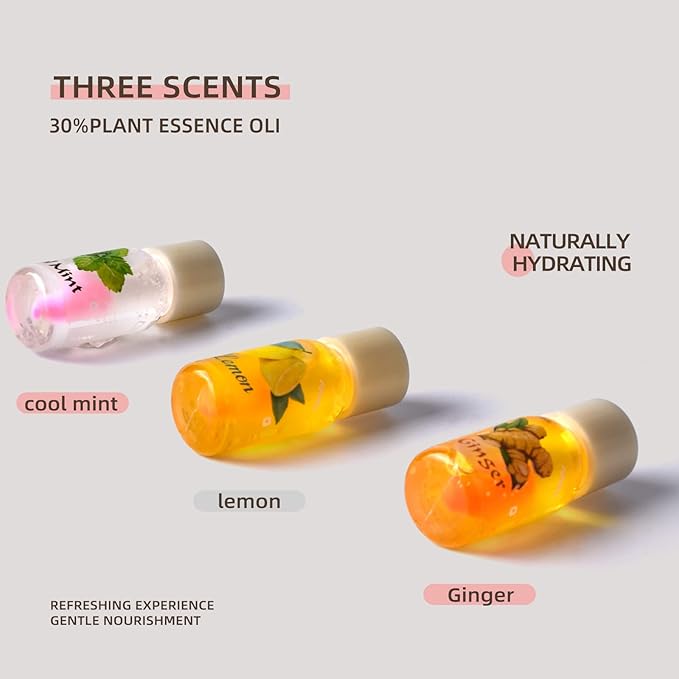 LAMUSELAND 3Pcs Mini Cute Lip Oil, Hydrating Clear Lip Gloss for Lip Care to Prevent and Soothe Dry, Chapped Lips (A (3Pcs))-VivaGrace Women