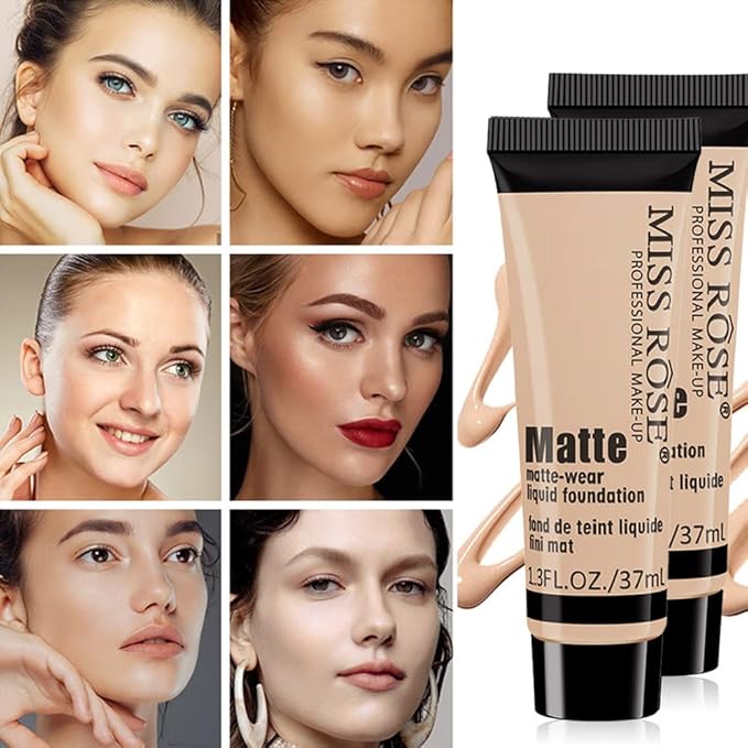 2 Pack Liquid Foundation Cream for Face Makeup,Durable Full Coverage Matte Concealer Make Up,Oil Control & Waterproof Base Primer -1+1 Fl.Oz (BEIGE 3#)-VivaGrace Women