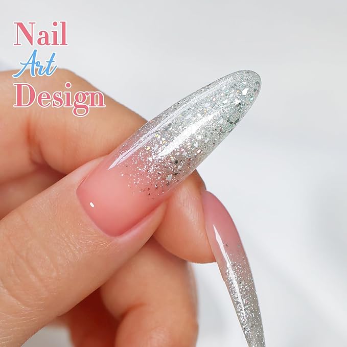 Double Rhythm 0.5Oz Glitter Gel Polish Shimmer Reflective Color for Nail Art Salon DIY Soak Off 15ml Nail Lamp Gel Polish at Home (Rainbow Silver-B1165)