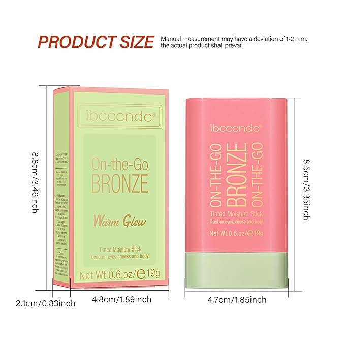 Cream Bronzer Stick,Contour Stick Facial Contouring Stick,Long Lasting Highlighter Waterproof Highlight Makeup,Buildable Shimmer Sparkle Face Bronzer Face Shaping,03 Rich Glow-VivaGrace Women