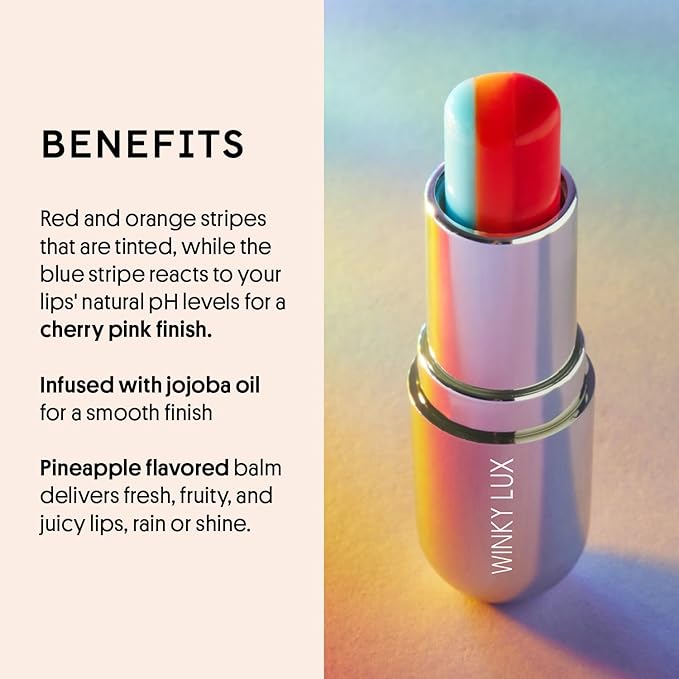 Winky Lux Rainbow Tri-Color Tinted Lip Balm – Hydrating Lip Care with Jojoba Oil & Vitamin E, Sheer Pink Tint, Moisturizes and Softens Dry Lips-VivaGrace Women