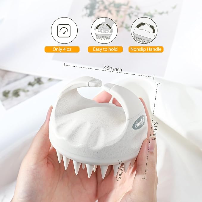 Sndyi Soft Silicone Scalp Massager for Dandruff Removal and Hair Growth - Wet Dry Scalp Exfoliator Brush for Scalp Care - Beige-VivaGrace Women