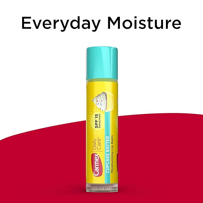 Carmex Daily Care Moisturizing Lip Balm Sticks, SPF 15, Cupcake Batter Flavor, 9 Count-VivaGrace Women