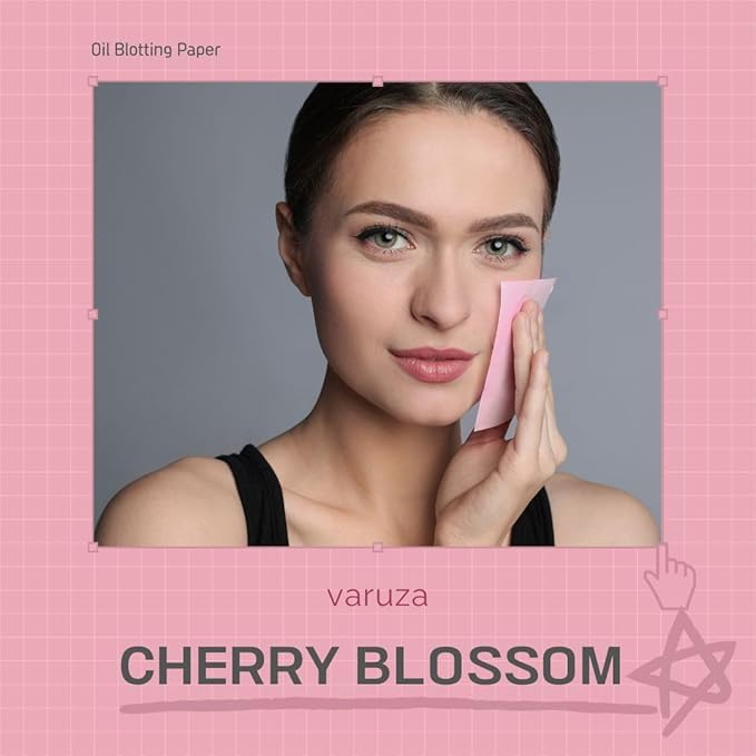 [100 Counts + Mirror Case] Cherry Blossom Natural Oil Blotting Paper for Face Korean with Mirror Case-VivaGrace Women