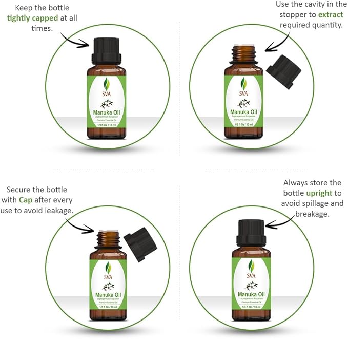 SVA Manuka Essential Oil – 1/3 Fl Oz – 100% Natural Manuka Oil - for Diffuser, Hair Care, Face, Skin Care, Aromatherapy, Scalp and Body Massage, Soap and Candle Making-VivaGrace Women