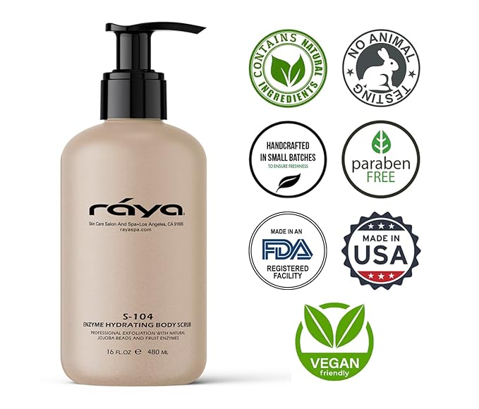 RAYA Enzyme Hydrating Body Scrub 16 oz Orange Vanilla Scent (S-104) | Gentle and Exfoliating Body Scrub | Made with Seaweed, Jojoba Beads, and Fruit Enzymes-VivaGrace Women