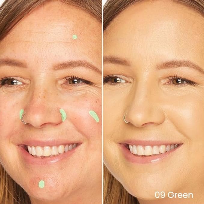 Kaely 2Pcs PROFESSIONAL MAKEUP Correcting Concealer Stick,Medium Coverage Concealer Crayon,under Eye Brightener Concealer for Dark Circles,corrector de ojeras,Lightweight,Vegan,09 GREEN-VivaGrace Women