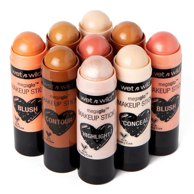 wet n wild MegaGlo Makeup Stick Bundle - When The Nude Strikes & Pink Floral Majority, Buildable Color, Versatile Use-VivaGrace Women