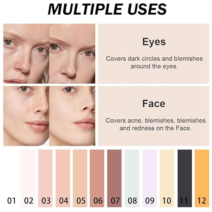 Kaely Color Correcting Concealer,Cream Pot Concealer Full Coverage,under Eye Concealer Palette for Conceals Dark Circles,Waterproof Foundation Face Makeup,12 Orange-VivaGrace Women