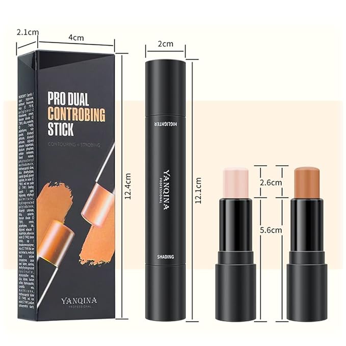 MEICOLY Cream Contour Stick Trio,Bronzer Highlighter Stick,2 in 1 Double Head Facial Repair Concealer Stick,3D Body Makeup Shading Trimming Stick,Smooth Gliding Face Illuminator Makeup,6 Colors-VivaGrace Women