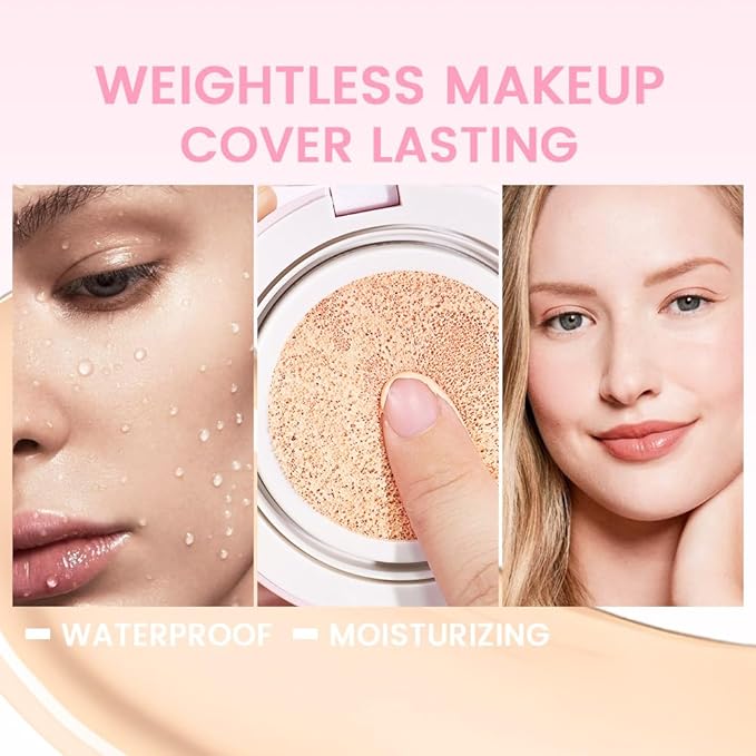 Nuder Cushion Foundation,Fair Ivory for Light & Medium With Neutral Skin Tone,Long-Lasting,Lightweight,Flawless Coverage,Dewy Finish,Concealing Redness,Blemishes and Under-eye Bags for All Skin Types-VivaGrace Women