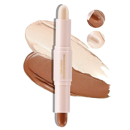 Boobeen Highlight and Contour Stick Dual-ended Contouring Cream Makeup Pencil Kit, Long Lasting & Waterproof Face Bronzer and Highlighter Makeup Stick Shadow Pen, Pack of 1-VivaGrace Women