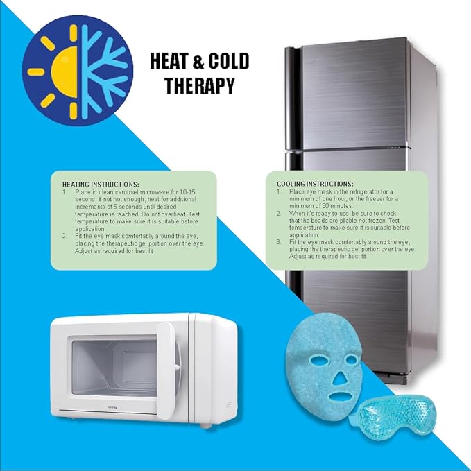 Gel Beads Face & Eye Masks Kit .Hot/Cold Mask. Eye and Face Therapy with Soft Back Reusable(Eye & Face Mask Blue)-VivaGrace Women