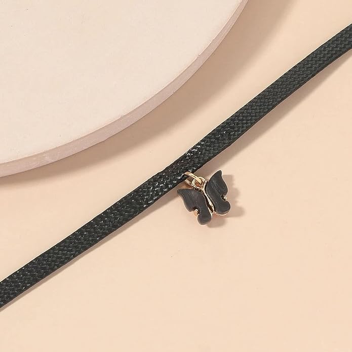 Vintage Black Choker Necklace Chain Goth Leather Choker Butterfly Pendant Necklace Velvet Choker Punk Necklace Rock Statement Butterfly Necklace Charm Jewelry Gift for Women and Girls-VivaGrace Women