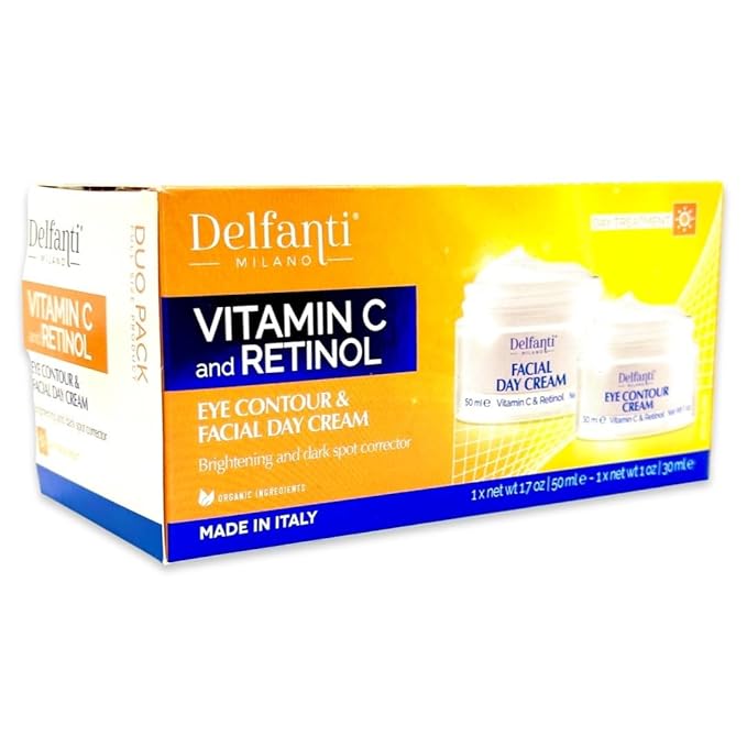 VITAMIN C & RETINOL DUO PACK Full Size Facial Day Cream and Eye Contour Cream • Brightening and Dark Spot Corrector-VivaGrace Women