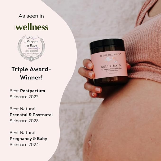 Organic Belly Butter for Pregnancy Stretch Mark Prevention and Treatment by Irene Organics - Award Winning Anti Stretch Mark Tummy Balm For Pregnancy and Postpartum 4oz - Hydrating Bump Cream-VivaGrace Women