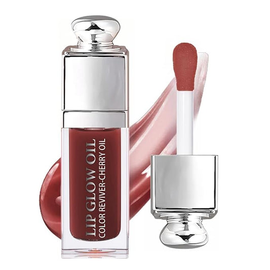 Hydrating Lip Glow Oil-Lip care oil- Lip Oil Tinted for Lip Care and Dry Lips-Prevents Dry Cracked-Non-sticky Big Brush Head-Lip Plumping -Lip Oil gloss tinted-020#MAHOGANY-VivaGrace Women