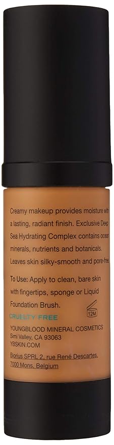Youngblood Clean Luxury Cosmetics Liquid Mineral Foundation, Tahitian Sun | Dewy Mineral Lightweight Full Coverage Makeup for Dry Skin Poreless Flawless Tinted Glow | Vegan, Cruelty Free, Gluten-Free-VivaGrace Women