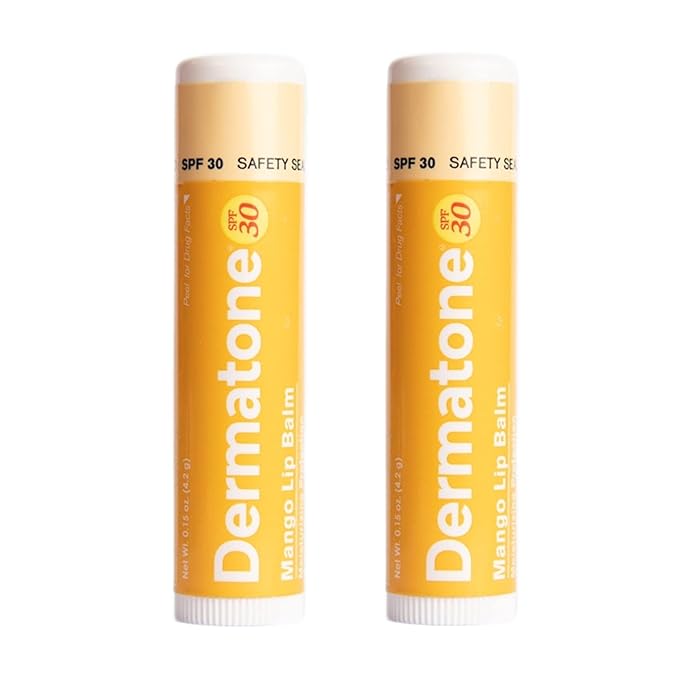 Dermatone Mango Lip Balm SPF 30 | Lip Balm with Sunscreen | Moisturizing with Aloe and Vitamin E | Medicated to Soothe & Replenish Chapped and Cracked Lips (Mango Lip Balm, 0.15oz Pack of 2)-VivaGrace Women