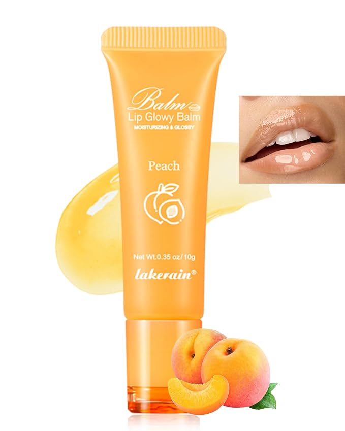 Hydrating Lip Glowy Balm, Ultra-Nourishing Lip Balm for Dry Cracked Lips, Moisturizer Lip Repair Sleeping Lip Mask, Day and Night Lip Care Therapy Treatment, Glossy Smooth Lip Butter Balm-01#Peach-VivaGrace Women