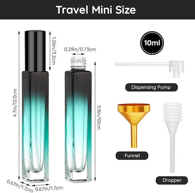 Segbeauty 0.34oz Refillable Perfume Bottle Travel, 5 Pack Glass Spray Bottles for Perfume, 10ml Empty Mini Fine Mist Cologne Travel Bottle, Portable Cologne Sprayer Atomizer with Refill Tool Kit-VivaGrace Women