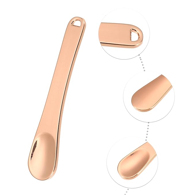 VOCOSTE 4 Pcs Makeup Spatula Mini Spoon, Eye Cream Massage Sticks Beauty Scoop, for Facial Cosmetic Face Cream, Zinc Alloy 2.32"x0.46", Rose Gold Tone-VivaGrace Women