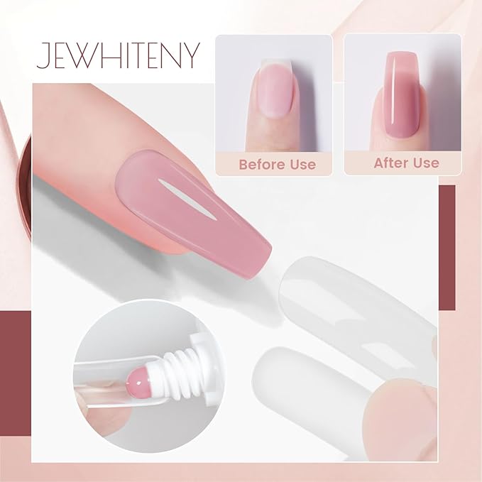 JEWHITENY Poly Extension Gel Nail Set Clear Pink Poly Nail Gel With Slip Solution Base Coat Top Coat French Manicure Need U V Lamp Curing for Finger Art and Home DIY-VivaGrace Women