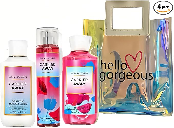 Bath & Body Works - 3 Piece Bundle - Spray - Body Lotion - Shower Gel - Full Size and Gift Bag HELLO GORGEOUS (Carried Away)-VivaGrace Women