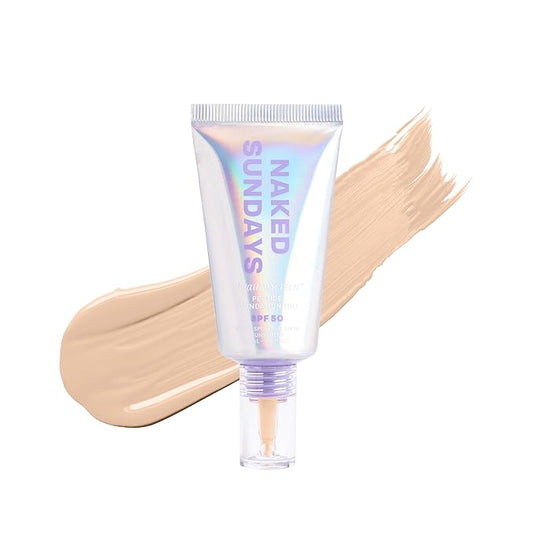 Naked Sundays BeautyScreen™ SPF 50 Mineral Peptide Foundation Tint – 2-in-1 Skin Tint & Mineral Sunscreen | Radiant, Buildable Coverage, Acne-Safe, Infused with Peptides (2 Fair Sand, 1.01 oz)-VivaGrace Women