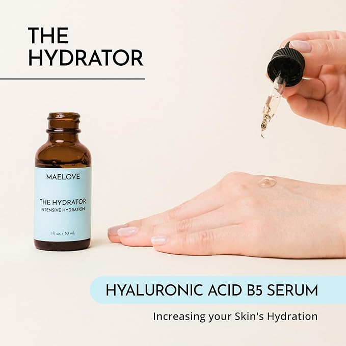 MAELOVE Hydrator Hyaluronic Acid B5 Serum with Resveratrol for Instantly Dewy Glow, Fills Fine Lines, Lightweight and Non Greasy, 1.0 fl oz-VivaGrace Women