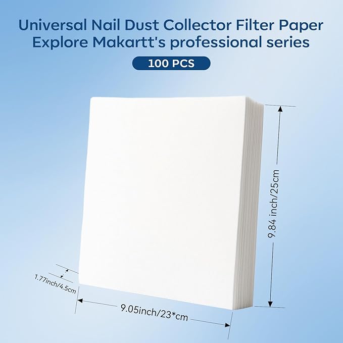 Makartt Nail Dust Collector Filter Paper – 100 Sheets Disposable Nail Dust Filters for Nail Dust Collector Machines, Nail Vacuum Dust Collector Nail Salon Supplies & Accessories White-VivaGrace Women